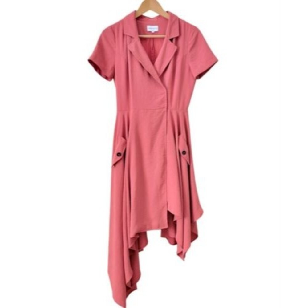 Chriselle JOA Convertable Dress /Trench Coat Women Small Asymmetrical Hem pocket